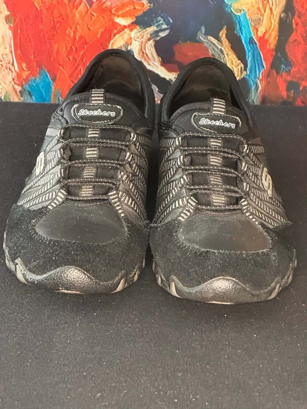 Skechers Bikers Dream Come True Black Slip On Shoes Women's Size 6